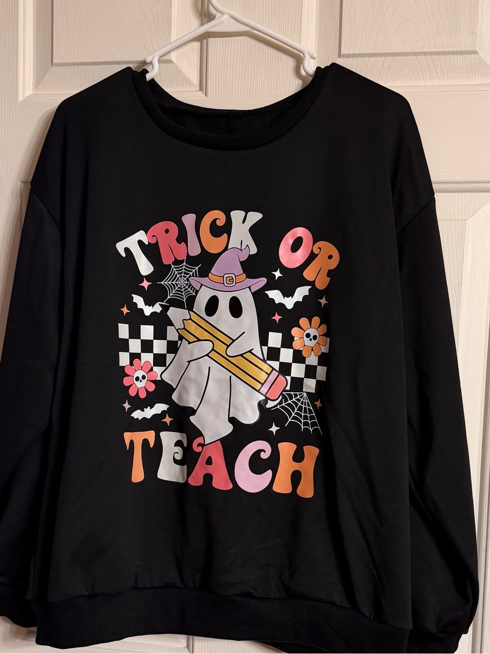 SHEIN Black 'Trick or Teach' Ghost Graphic with pencil for Teachers size XL US12